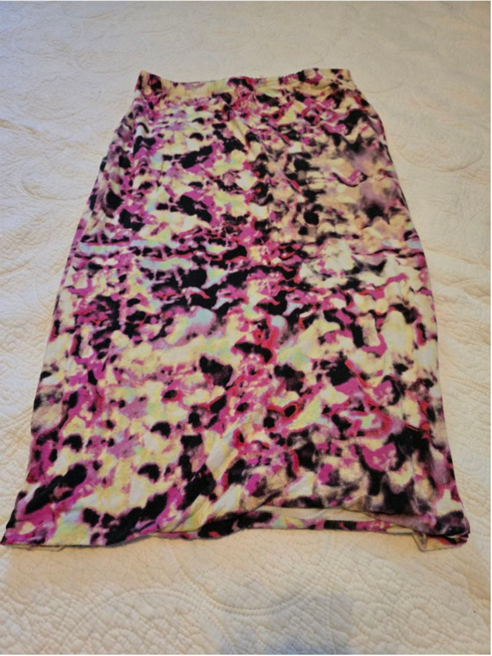 Women's Leith Pink Black Abstract Midi Pencil Bodycon Skirt Large Lined Stretch